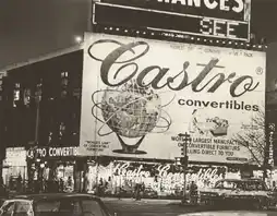 Vintage furniture storefront and promotional era imagery